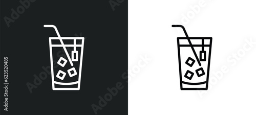 ice tea icon isolated in white and black colors. ice tea outline vector icon from drinks collection for web, mobile apps and ui.