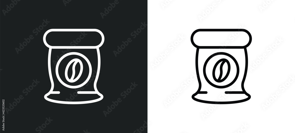 coffee bag icon isolated in white and black colors. coffee bag outline vector icon from drinks collection for web, mobile apps and ui. coffee bag icon isolated in white and black colors. coffee bag outline vector icon from drinks collection for web, mobile apps and ui.