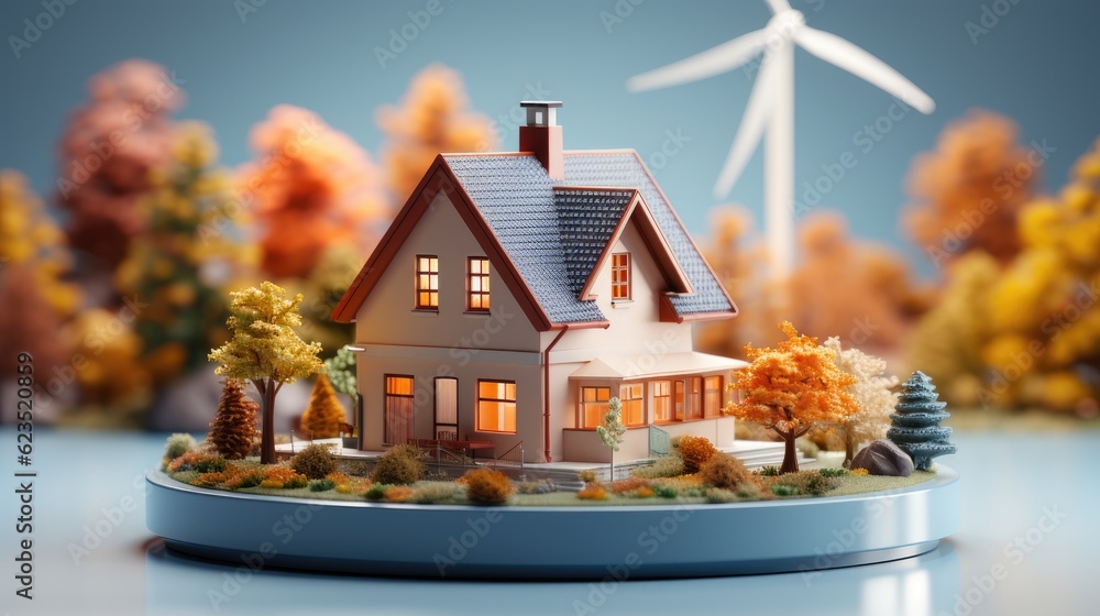 3d rendering illustration of home with yellow background