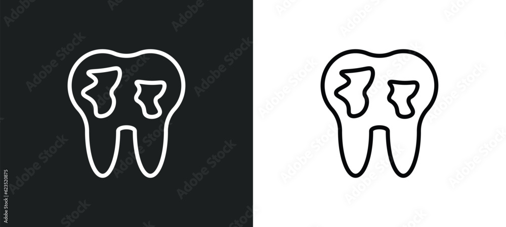 decay icon isolated in white and black colors. decay outline vector icon from dentist collection for web, mobile apps and ui. decay icon isolated in white and black colors. decay outline vector icon from dentist collection for web, mobile apps and ui.