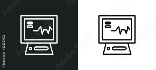 ekg monitor icon isolated in white and black colors. ekg monitor outline vector icon from dentist collection for web, mobile apps and ui.