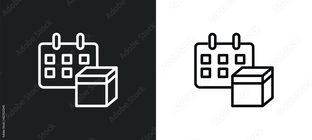 delivery date icon isolated in white and black colors. delivery date outline vector icon from delivery and logistic collection for web, mobile apps and ui.