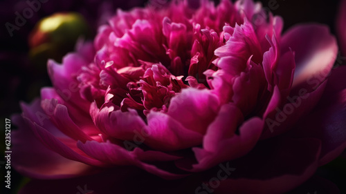 Fototapeta Naklejka Na Ścianę i Meble -  Vibrant deep pink petals at centre of peony flower. Generative AI