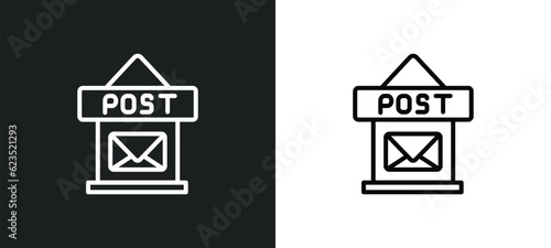 post office icon isolated in white and black colors. post office outline vector icon from delivery and logistic collection for web, mobile apps and ui.