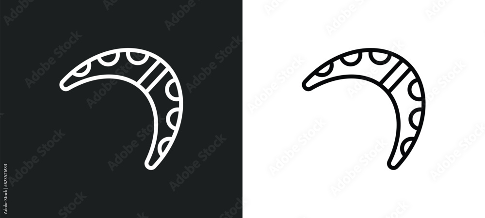 Obraz premium australian boomerang icon isolated in white and black colors. australian boomerang outline vector icon from culture collection for web, mobile apps and ui.