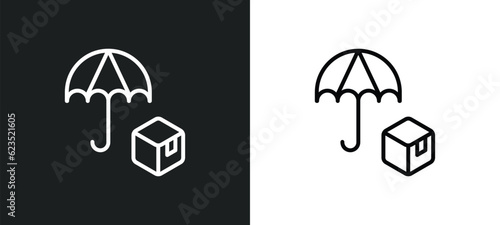 logistic umbrella icon isolated in white and black colors. logistic umbrella outline vector icon from delivery and logistic collection for web, mobile apps and ui.