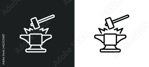 blacksmith icon isolated in white and black colors. blacksmith outline vector icon from cultures collection for web, mobile apps and ui.