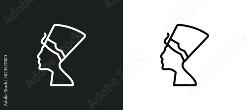 nefertiti icon isolated in white and black colors. nefertiti outline vector icon from culture collection for web, mobile apps and ui.