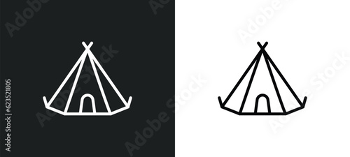 native american wigwam icon isolated in white and black colors. native american wigwam outline vector icon from culture collection for web, mobile apps and ui.