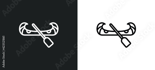 native american canoe icon isolated in white and black colors. native american canoe outline vector icon from culture collection for web, mobile apps and ui.