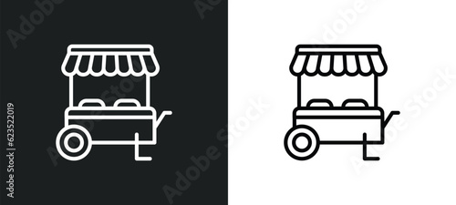 food stall icon isolated in white and black colors. food stall outline vector icon from culture collection for web, mobile apps and ui.
