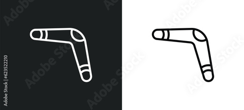 australian boomerang icon isolated in white and black colors. australian boomerang outline vector icon from culture collection for web, mobile apps and ui.