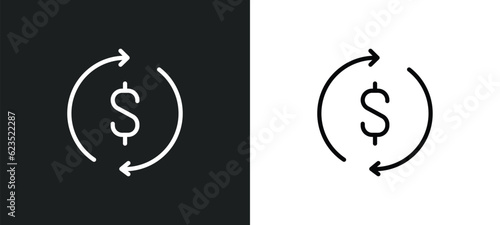 dollar reload icon isolated in white and black colors. dollar reload outline vector icon from cryptocurrency collection for web, mobile apps and ui.