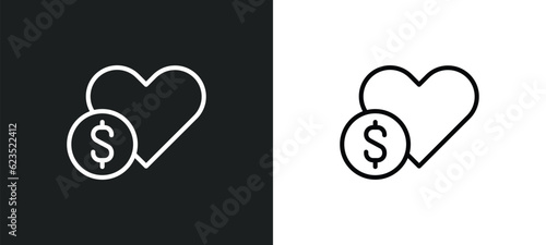 donate icon isolated in white and black colors. donate outline vector icon from cryptocurrency collection for web, mobile apps and ui.