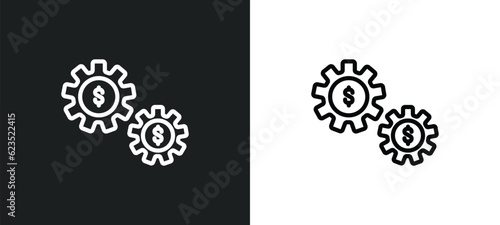 economy gear icon isolated in white and black colors. economy gear outline vector icon from cryptocurrency collection for web, mobile apps and ui.