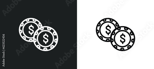 casino chips icon isolated in white and black colors. casino chips outline vector icon from cryptocurrency collection for web, mobile apps and ui.