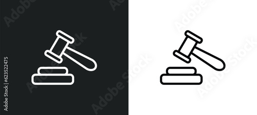 auction hammer icon isolated in white and black colors. auction hammer outline vector icon from cryptocurrency collection for web, mobile apps and ui.