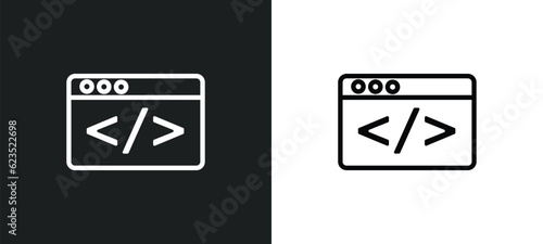 programming icon isolated in white and black colors. programming outline vector icon from cryptocurrency collection for web, mobile apps and ui.