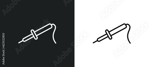 iron soldering icon isolated in white and black colors. iron soldering outline vector icon from construction and tools collection for web, mobile apps and ui.