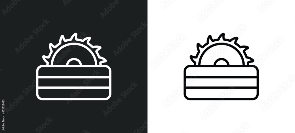carpenter cutter icon isolated in white and black colors. carpenter cutter outline vector icon from construction tools collection for web, mobile apps and ui.