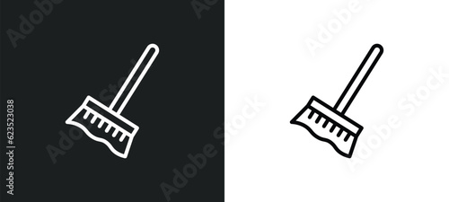 cleaning mop icon isolated in white and black colors. cleaning mop outline vector icon from construction tools collection for web, mobile apps and ui.