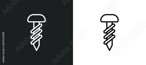 garage screw icon isolated in white and black colors. garage screw outline vector icon from construction tools collection for web, mobile apps and ui.