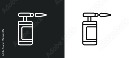 blowtorch icon isolated in white and black colors. blowtorch outline vector icon from construction tools collection for web, mobile apps and ui.