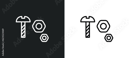 nuts and bolts icon isolated in white and black colors. nuts and bolts outline vector icon from construction tools collection for web, mobile apps ui.