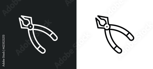 plier icon isolated in white and black colors. plier outline vector icon from construction tools collection for web, mobile apps and ui.