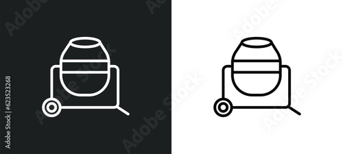 concrete mixer icon isolated in white and black colors. concrete mixer outline vector icon from construction tools collection for web, mobile apps and ui.