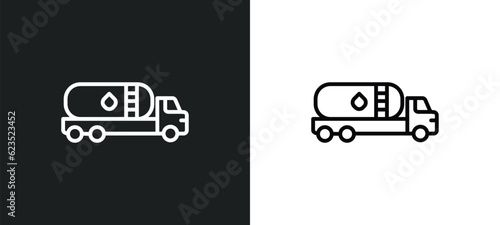 tank truck icon isolated in white and black colors. tank truck outline vector icon from construction collection for web, mobile apps and ui.