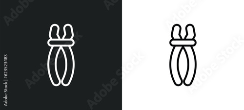 inclined clippers icon isolated in white and black colors. inclined clippers outline vector icon from construction collection for web, mobile apps and ui.