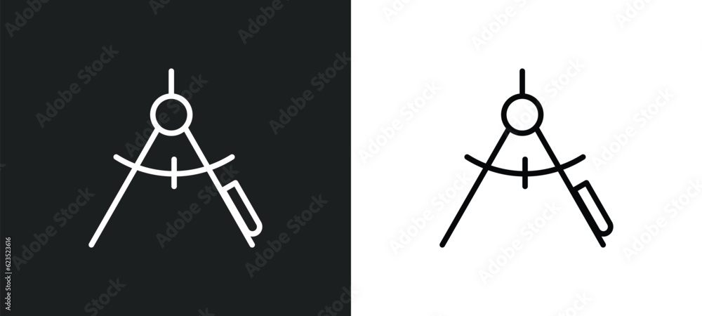 drawing compass icon isolated in white and black colors. drawing compass outline vector icon from construction collection for web, mobile apps and ui. drawing compass icon isolated in white and black colors. drawing compass outline vector icon from construction collection for web, mobile apps and ui.