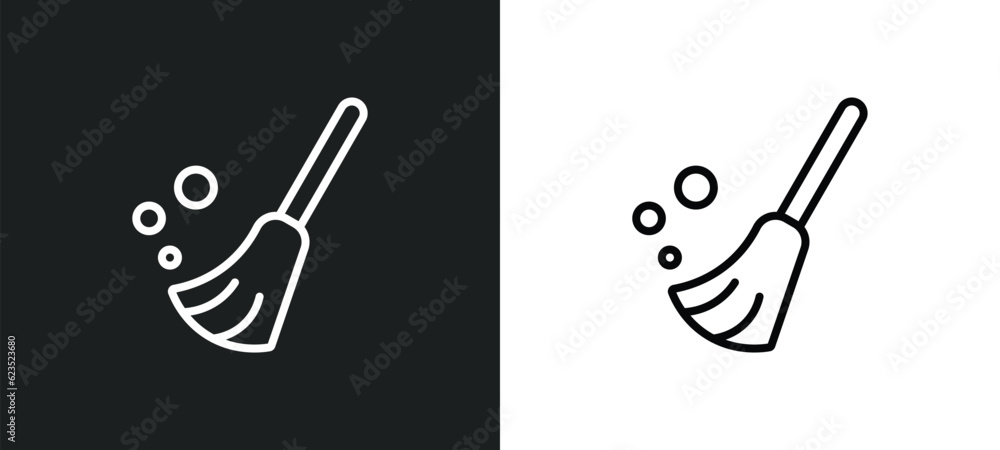 sweeping broom icon isolated in white and black colors. sweeping broom outline vector icon from construction collection for web, mobile apps and ui. sweeping broom icon isolated in white and black colors. sweeping broom outline vector icon from construction collection for web, mobile apps and ui.