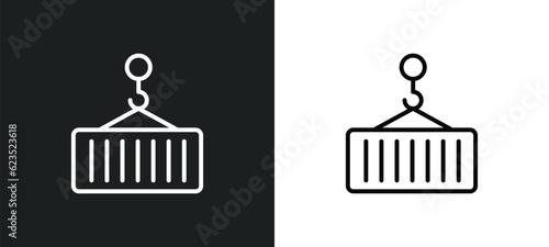 derrick with load icon isolated in white and black colors. derrick with load outline vector icon from construction collection for web, mobile apps and ui.