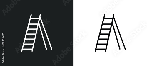 double ladder icon isolated in white and black colors. double ladder outline vector icon from construction collection for web, mobile apps and ui.