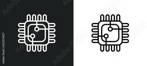 square chip icon isolated in white and black colors. square chip outline vector icon from computer collection for web, mobile apps and ui.