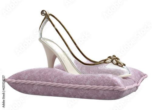 3d rendering fantasy fairytale glass shoes princess isolated