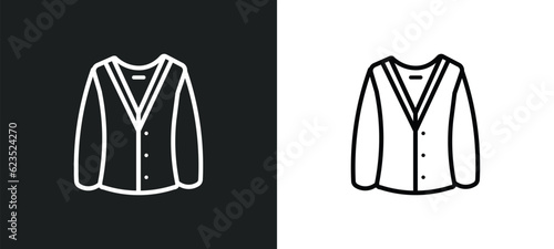cardigan icon isolated in white and black colors. cardigan outline vector icon from clothes collection for web, mobile apps and ui.