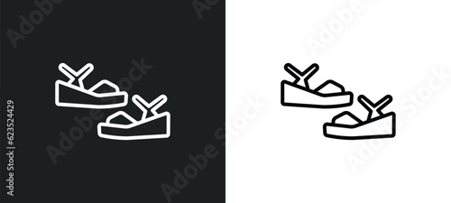 platform sandals icon isolated in white and black colors. platform sandals outline vector icon from clothes collection for web, mobile apps and ui.