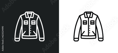 denim jacket icon isolated in white and black colors. denim jacket outline vector icon from clothes collection for web  mobile apps and ui.