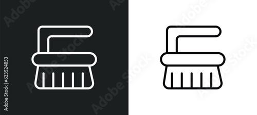 scrub brush icon isolated in white and black colors. scrub brush outline vector icon from cleaning collection for web, mobile apps and ui.