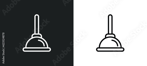 plunger icon isolated in white and black colors. plunger outline vector icon from cleaning collection for web, mobile apps and ui.