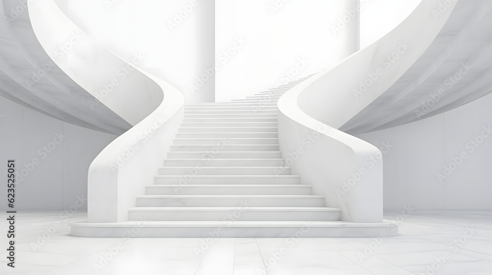 Obraz premium abstract white marble steps architectural background.