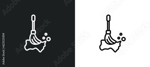floor mop icon isolated in white and black colors. floor mop outline vector icon from cleaning collection for web, mobile apps and ui.