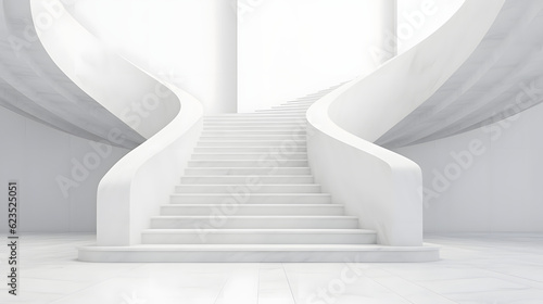 abstract white marble steps architectural background. 