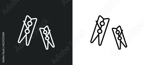clothes peg icon isolated in white and black colors. clothes peg outline vector icon from cleaning collection for web, mobile apps and ui.