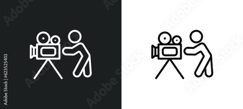 cameraman icon isolated in white and black colors. cameraman outline vector icon from cinema collection for web, mobile apps and ui.