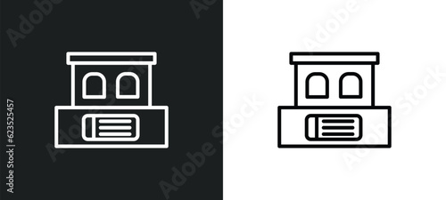 box office icon isolated in white and black colors. box office outline vector icon from cinema collection for web, mobile apps and ui. photo