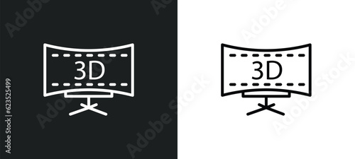 3 dimension screen icon isolated in white and black colors. 3 dimension screen outline vector icon from cinema collection for web, mobile apps and ui.